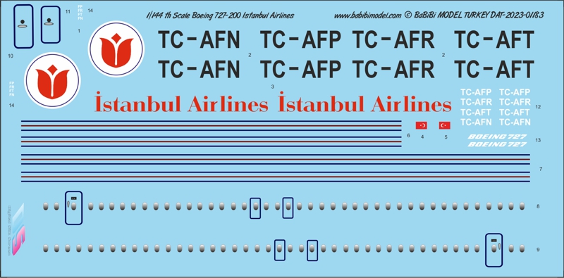 Dat-01183 İstanbul Airlines 727-200 144 ölçek dss